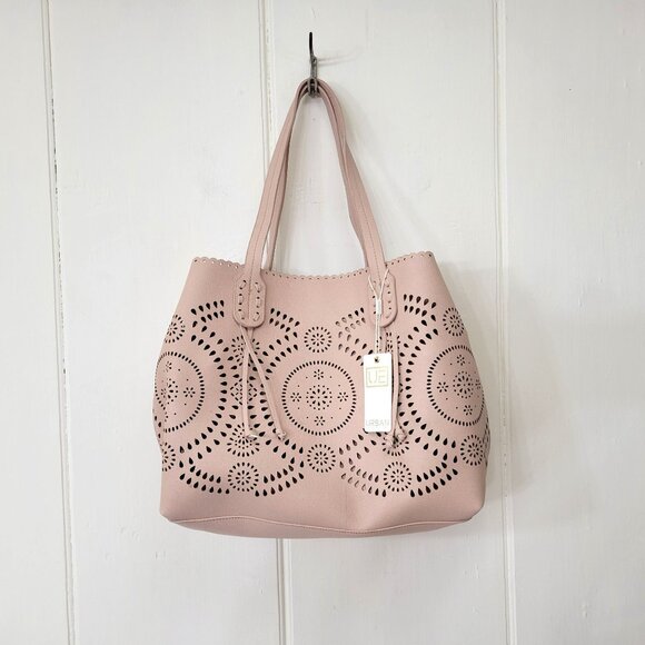 Urban Expressions Handbags - Urban Expressions Vegan Leather Rose Water Laser Cut Tote Purse NWT